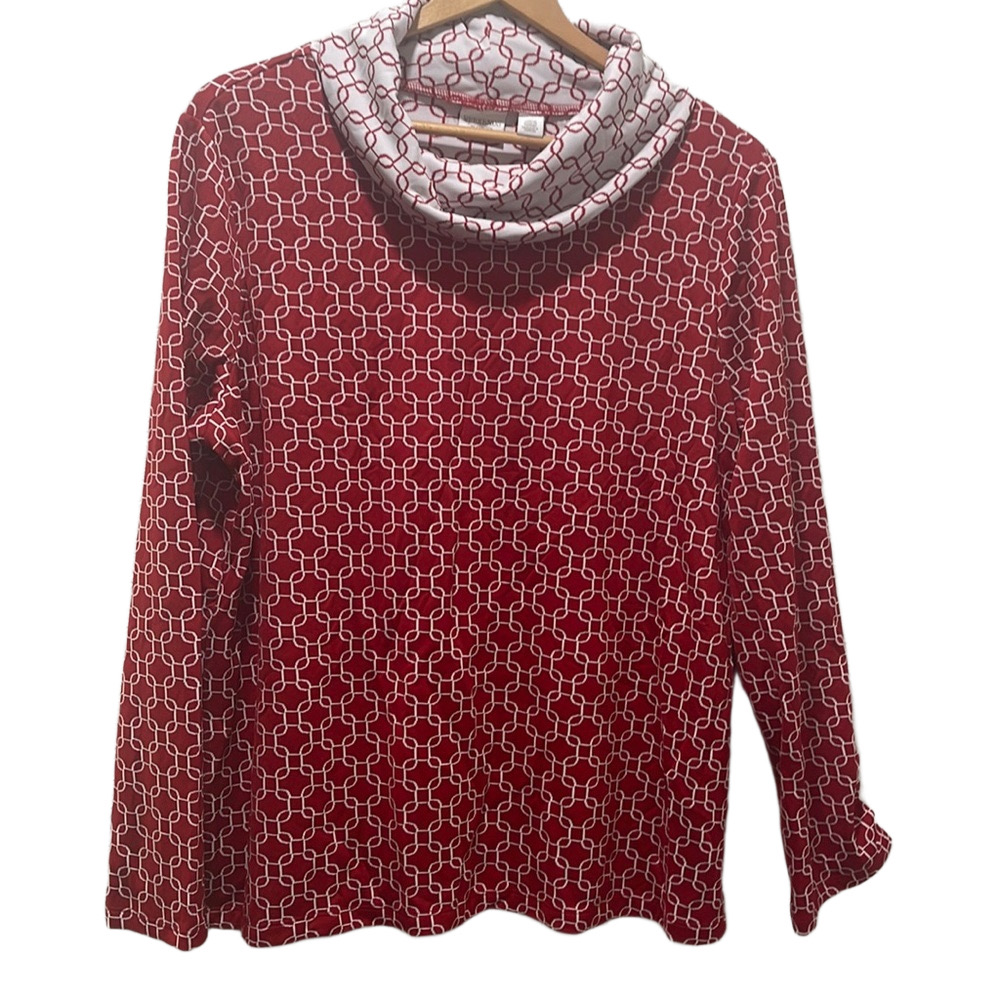 Weekends by Chico's  red turtleneck long sleeve sweater size 3 GUC…
